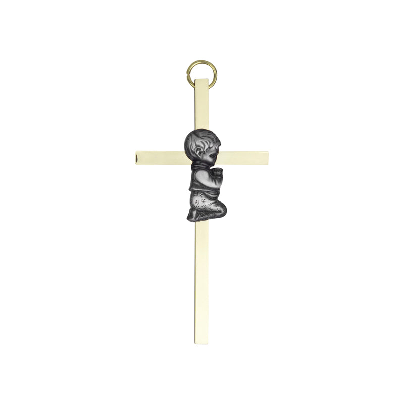 Baptism Brass Cross for Boy - 4"