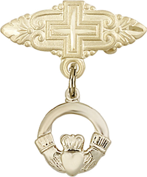 Claddagh Charm and Badge Pin with Cross