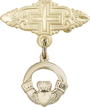 Claddagh Charm and Badge Pin with Cross