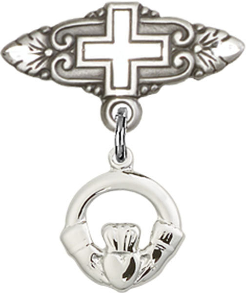 Claddagh Charm and Badge Pin with Cross