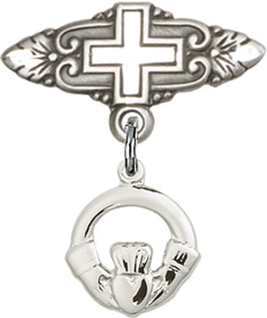 Claddagh Charm and Badge Pin with Cross