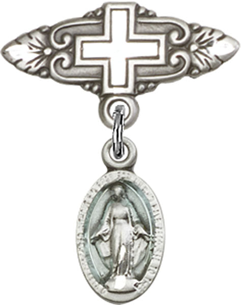 Blue Miraculous Charm and Badge Pin with Cross