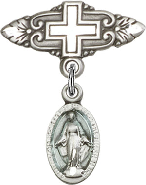 Blue Miraculous Charm and Badge Pin with Cross