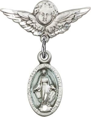 Blue Miraculous Charm and Angel with Smaller Wings Badge Pin