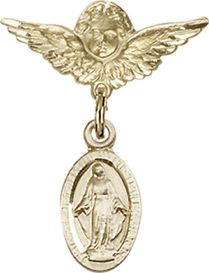 Blue Miraculous Charm and Angel with Smaller Wings Badge Pin