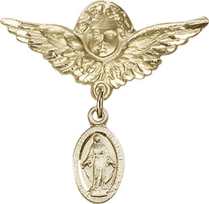 Blue Miraculous Charm and Angel with Larger Wings Badge Pin