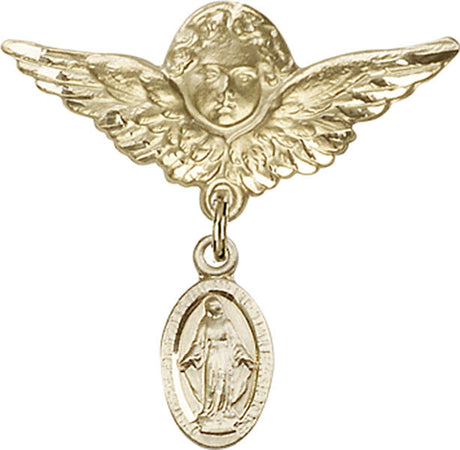Blue Miraculous Charm and Angel with Larger Wings Badge Pin