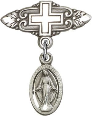 Blue Miraculous Charm and Badge Pin with Cross