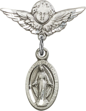 Blue Miraculous Charm and Angel with Smaller Wings Badge Pin