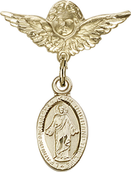 Scapular Charm and Angel with Smaller Wings Badge Pin