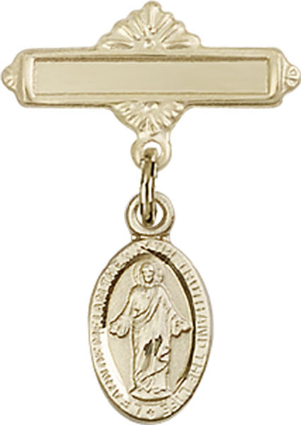 Scapular Charm and Polished Engravable Badge Pin