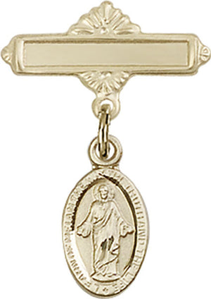 Scapular Charm and Polished Engravable Badge Pin