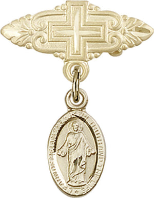 Scapular Charm and Badge Pin with Cross