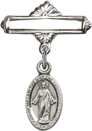 Scapular Charm and Polished Engravable Badge Pin