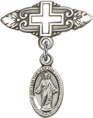 Scapular Charm and Badge Pin with Cross
