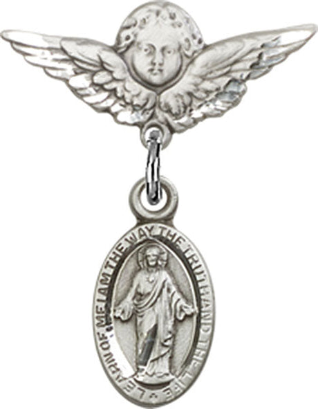 Scapular Charm and Angel with Smaller Wings Badge Pin
