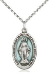 Miraculous Medal with Blue Center Small Pendant