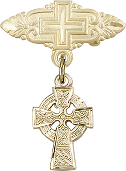 Celtic Cross Charm and Badge Pin with Cross