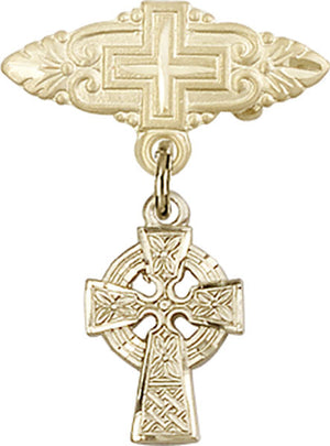 Celtic Cross Charm and Badge Pin with Cross