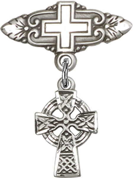 Celtic Cross Charm and Badge Pin with Cross