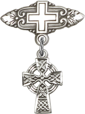 Celtic Cross Charm and Badge Pin with Cross