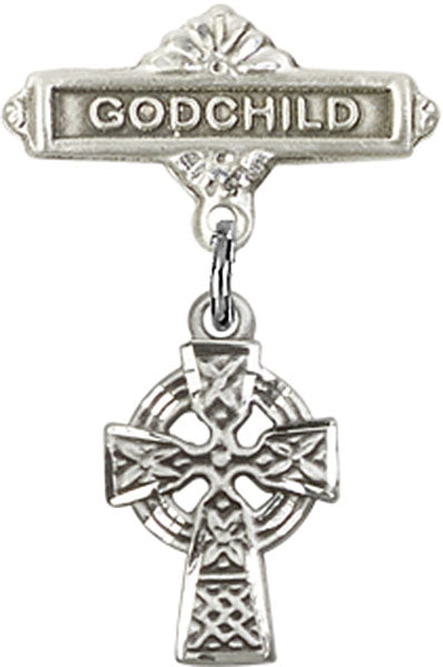 Celtic Cross Charm and Godchild Badge Pin