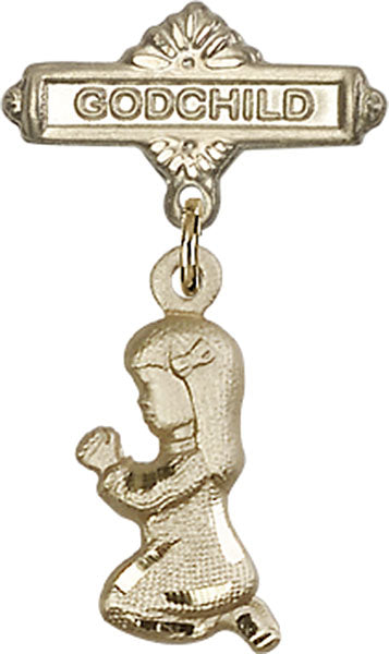 Praying Girl Charm and Godchild Badge Pin