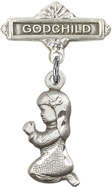 Praying Girl Charm and Godchild Badge Pin