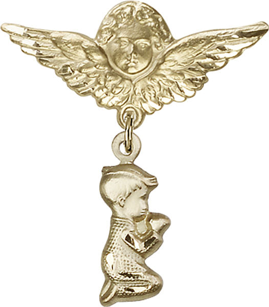 Praying Boy Charm and Angel with Larger Wings Badge Pin