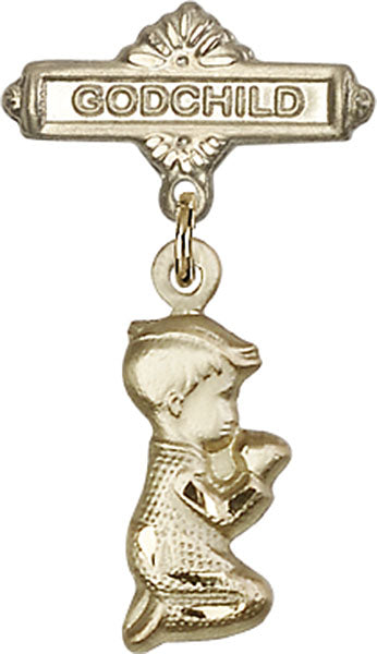 Praying Boy Charm and Godchild Badge Pin