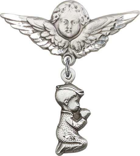 Praying Boy Charm and Angel with Larger Wings Badge Pin