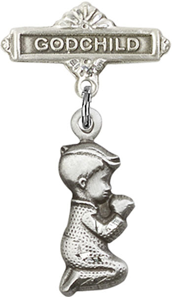 Praying Boy Charm and Godchild Badge Pin