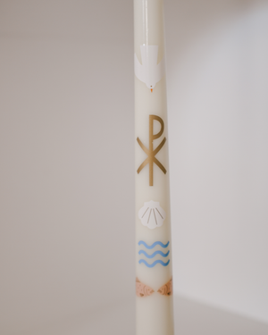 Living Water Baptism Candle, Multicolor, Soy & Beeswax
