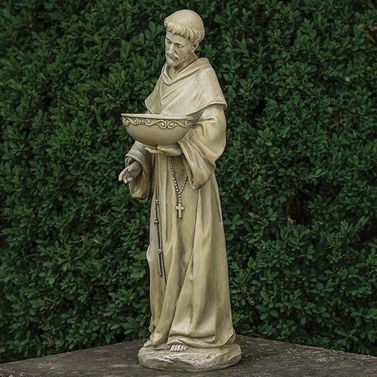 St Francis Birdbath with Solar Light Garden Statue 20"