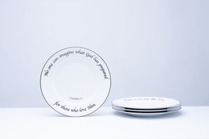 Daily Bread Scripture Dinner Plates – Set of 4 Porcelain Plates with Bible Verses
