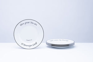 Daily Bread Scripture Salad & Luncheon Plates – Set of 4 Porcelain Plates with Bible Verses