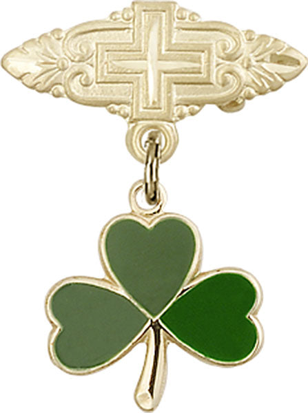Shamrock Charm and Badge Pin with Cross