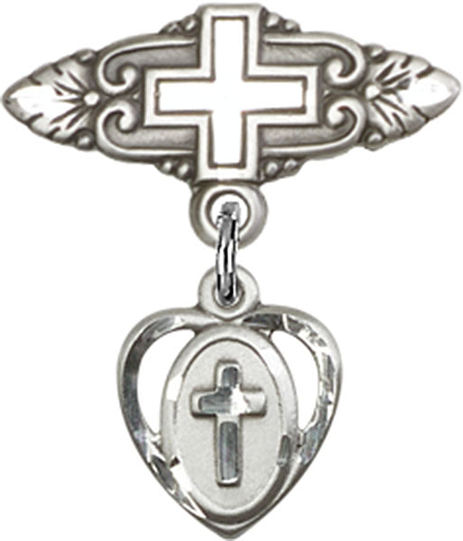 Cross Charm and Badge Pin with Cross
