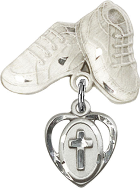 Cross Charm and Baby Boots Pin