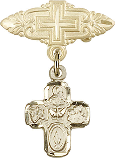 4-Way Charm and Badge Pin with Cross