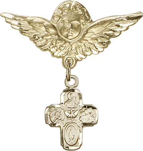 4-Way Charm and Angel with Larger Wings Badge Pin