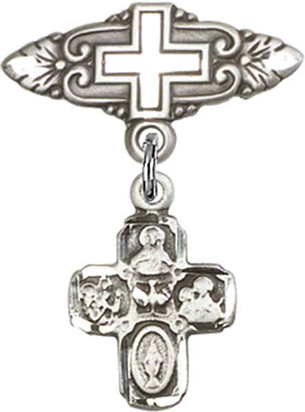 4-Way Charm and Badge Pin with Cross
