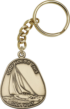 God Bless This Sailboat Keychain