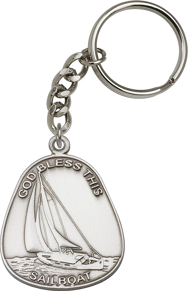God Bless This Sailboat Keychain