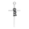 Praying Boy Baby Cross Silver Plated Pewter 6 x 3.5 Inch