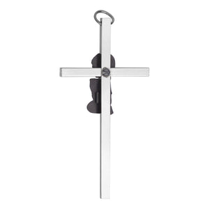 Praying Boy Baby Cross Silver Plated Pewter 6 x 3.5 Inch