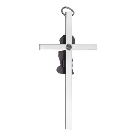 Praying Boy Baby Cross Silver Plated Pewter 6 x 3.5 Inch