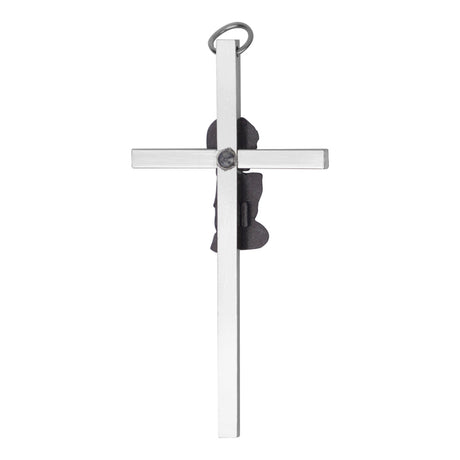 Praying Girl Baby Cross Silver Plated Pewter 6 x 3.5 Inch