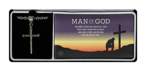 Man of God Men's Stainless Steel Nail Cross Necklace, 24-Inch Chain