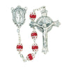6mm Double Capped Garnet Glass Bead Rosary in Sterling Silver
